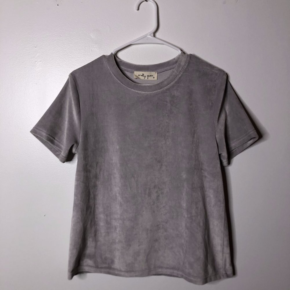 Molly Green Womens Velvet Short Sleeve Shirt Sz M